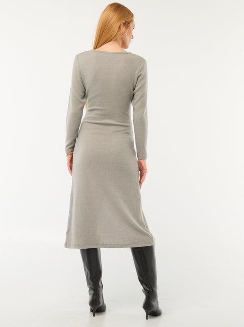 Robe longue en maille doudou unie - Kiabi