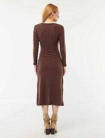 Robe longue en maille doudou unie