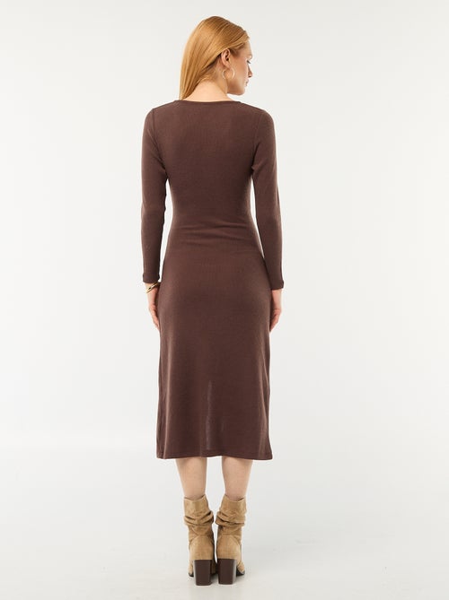 Robe longue en maille doudou unie - Kiabi