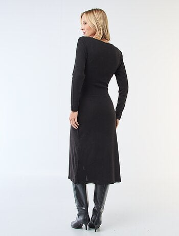 Robe longue en maille doudou unie