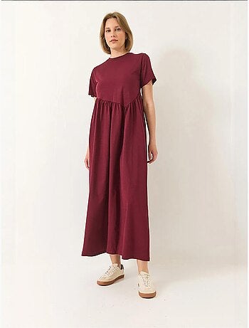 Robe longue en maille froncée bianco lucci