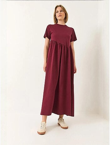 Robe longue en maille froncée bianco lucci