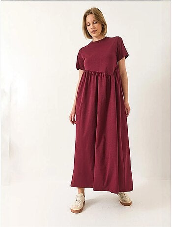 Robe longue en maille froncée bianco lucci