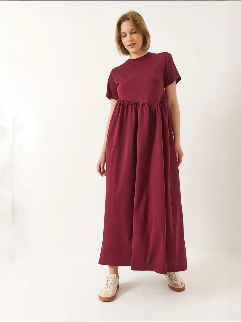 Robe longue en maille froncée bianco lucci Rouge bordeaux - Kiabi