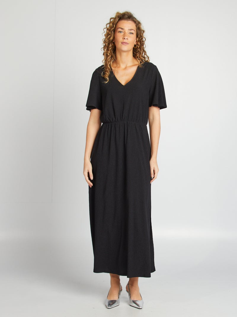 Robe longue en maille stretch noir - Kiabi