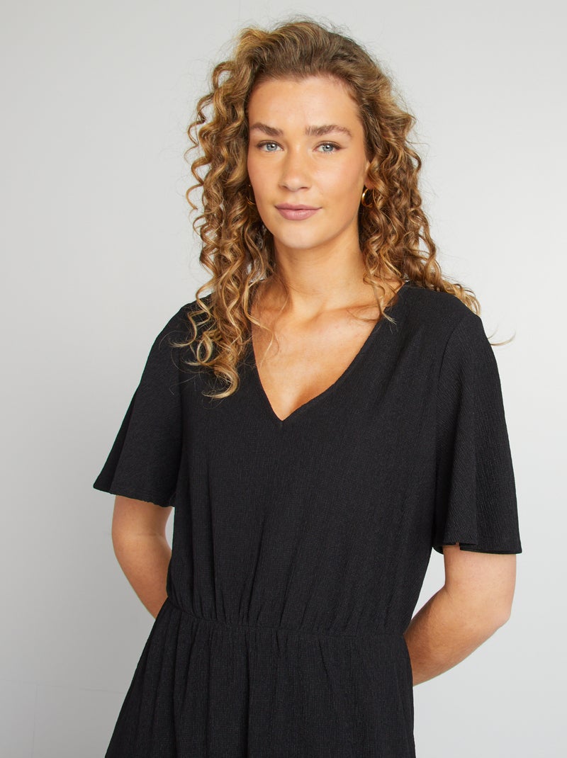 Robe longue en maille stretch noir - Kiabi