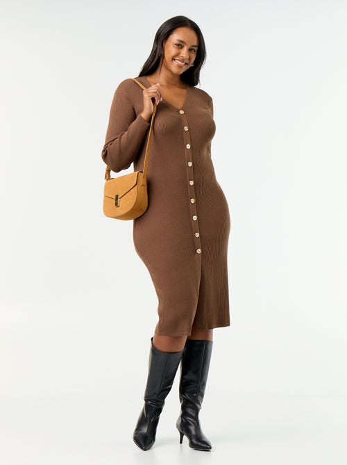 Robe longue en matière côtelé - Kiabi