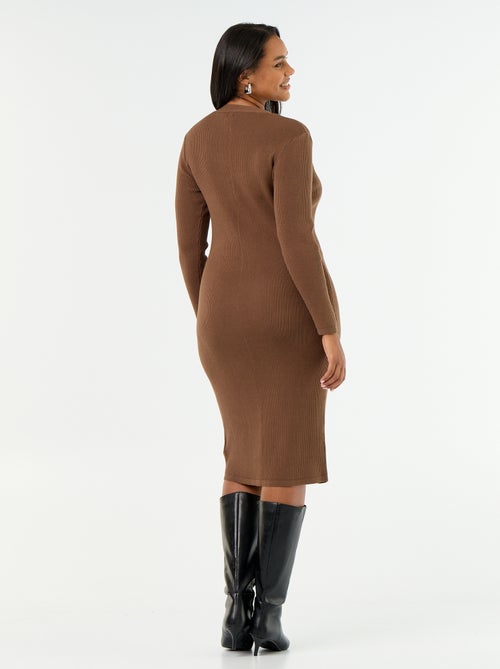 Robe longue en matière côtelé - Kiabi