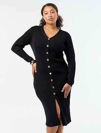 Robe longue en matière côtelé