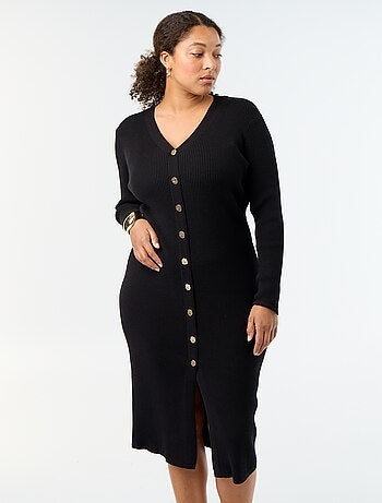 Robe longue en matière côtelé