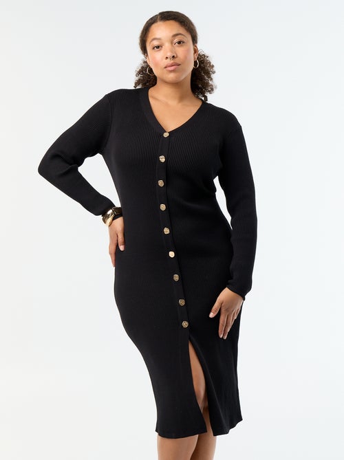 Robe longue en matière côtelé - Kiabi