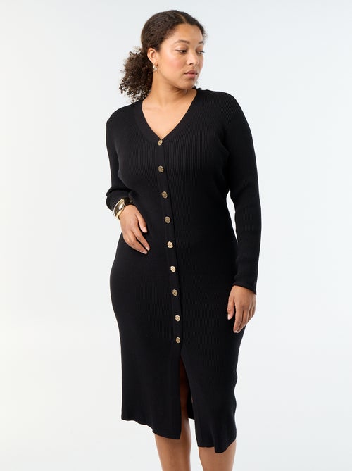 Robe longue en matière côtelé - Kiabi