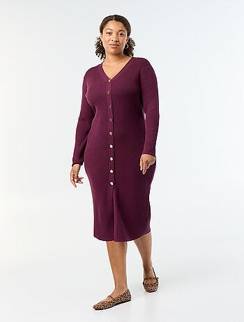 Robe longue en matière côtelé