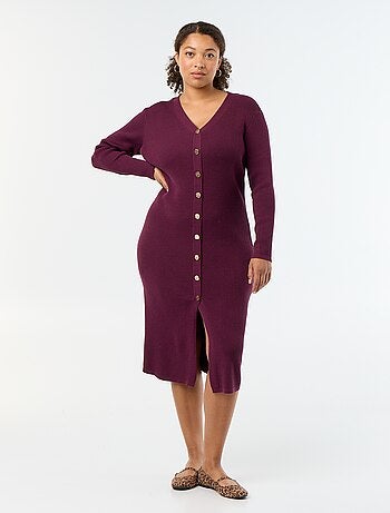 Robe longue en matière côtelé