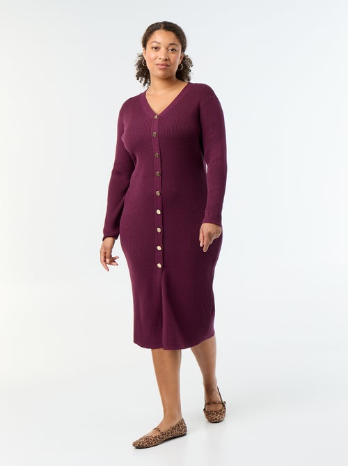 Robe longue en matière côtelé - Kiabi