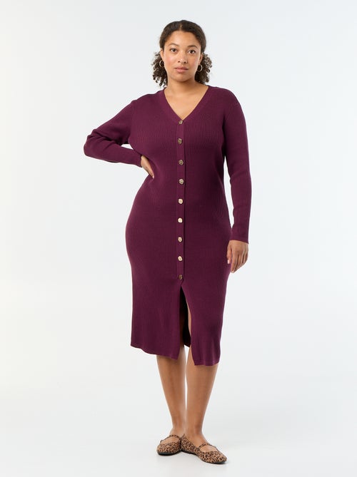 Robe longue en matière côtelé - Kiabi