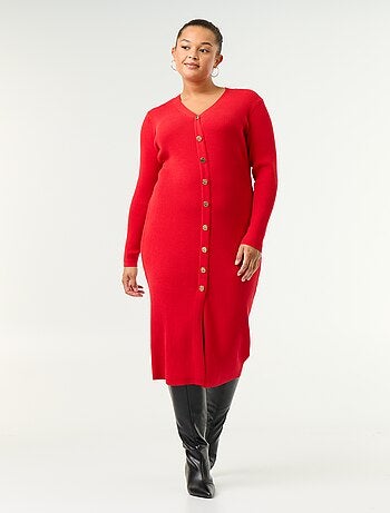 Robe longue en matière côtelé