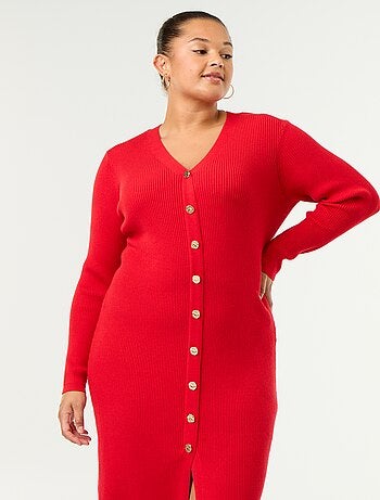 Robe longue en matière côtelé