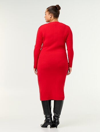 Robe longue en matière côtelé