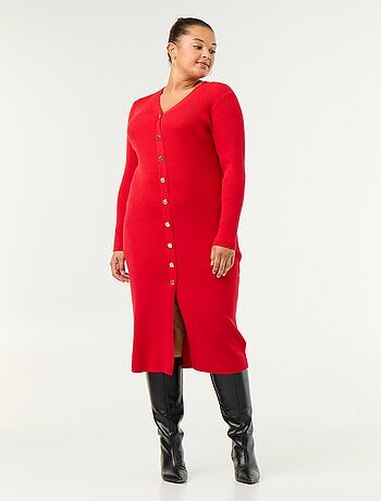Robe longue en matière côtelé