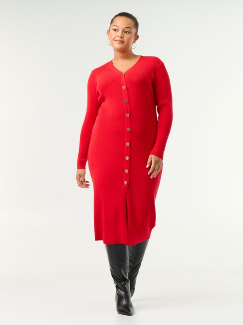 Robe longue en matière côtelé - Kiabi