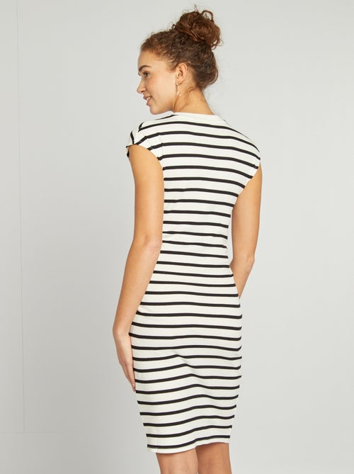 Robe longue en matière stretch côtelée - Kiabi