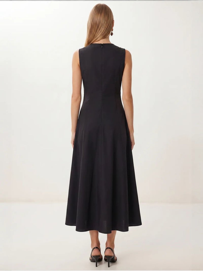 Robe longue en mélange de coton istanbul Noir - Kiabi