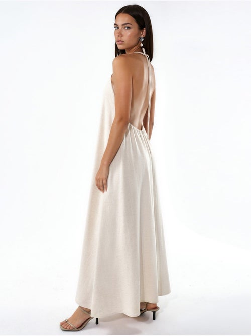 Robe longue en mélange de lin à col licou - Kiabi Robe longue en mélange de lin à col licou - Kiabi