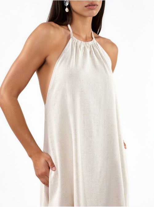 Robe longue en mélange de lin à col licou - Kiabi Robe longue en mélange de lin à col licou - Kiabi