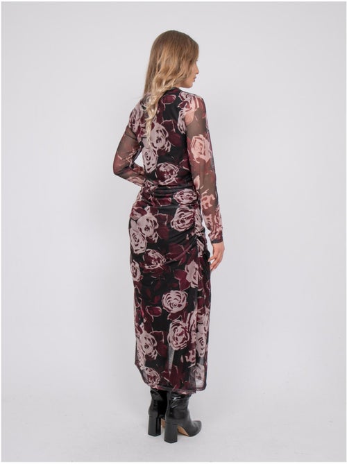 Robe longue en mesh motif roses irma - Kiabi