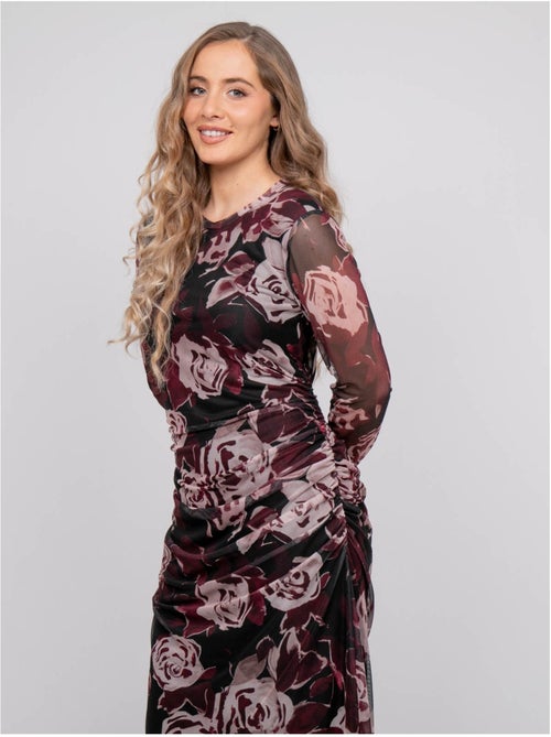 Robe longue en mesh motif roses irma - Kiabi