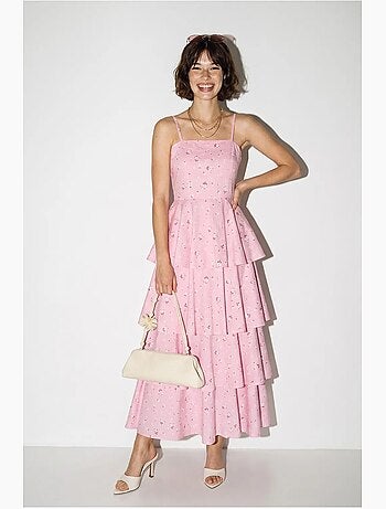 Robe longue en mousseline à fleurs lucci
