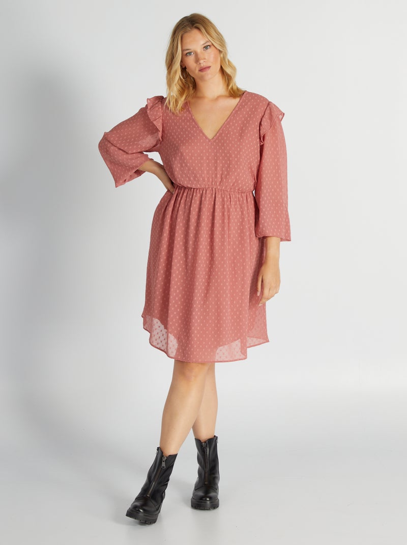 Robe longue en plumetis Rose - Kiabi