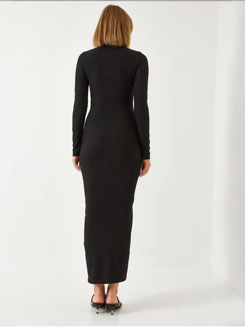 Robe longue en tissu ottoman à col roulé bianco lucci Noir - Kiabi