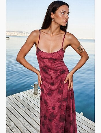 Robe longue en tulle à fleurs à bretelles hiccup
