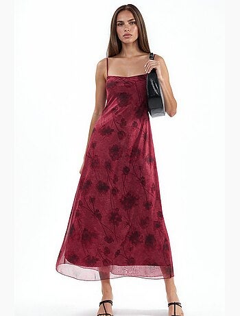 Robe longue en tulle à fleurs à bretelles hiccup