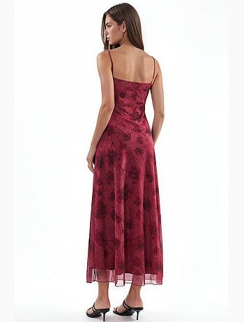 Robe longue en tulle à fleurs à bretelles hiccup