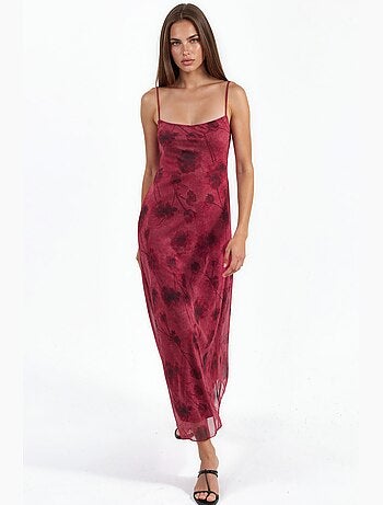 Robe longue en tulle à fleurs à bretelles hiccup