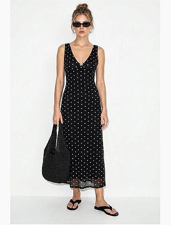 Robe longue en tulle à pois lucci