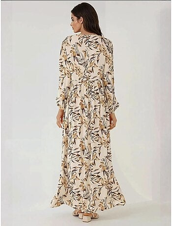 Robe longue en viscose à manches longues et imprimé floral