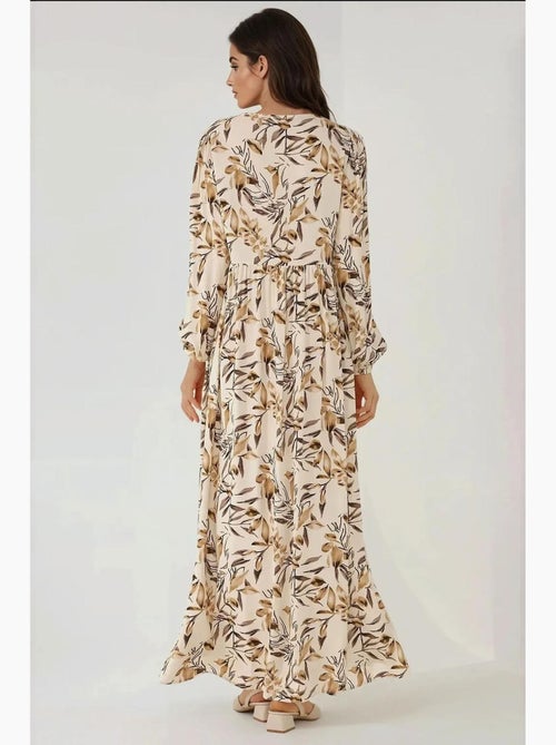 Robe longue en viscose à manches longues et imprimé floral hiccup - Kiabi