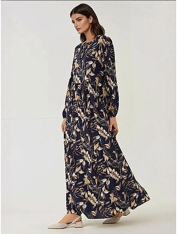 Robe longue en viscose à manches longues et imprimé floral hiccup