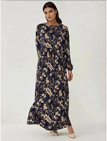 Robe longue en viscose à manches longues et imprimé floral hiccup