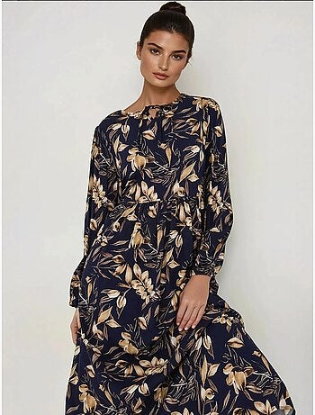 Robe longue en viscose à manches longues et imprimé floral hiccup