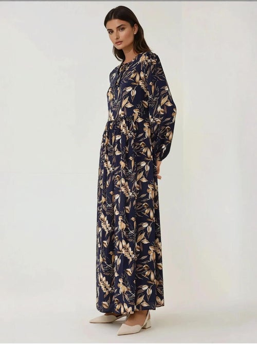 Robe longue en viscose à manches longues et imprimé floral hiccup - Kiabi Robe longue en viscose à manches longues et imprimé floral hiccup - Kiabi