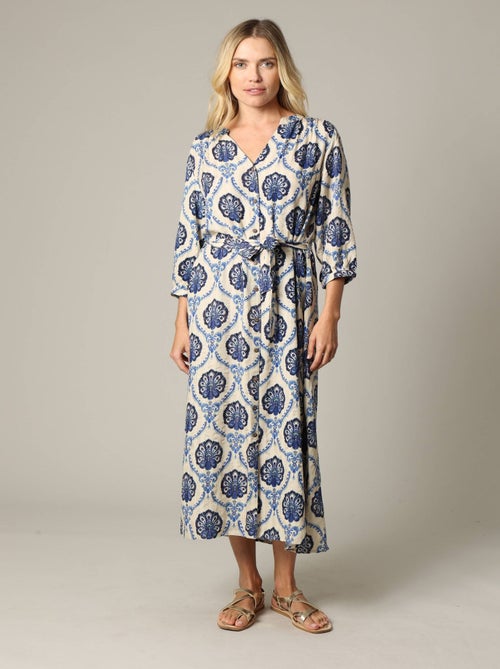 Robe longue en viscose avec incrustation fils lurex, à motifs 'Deeluxe' - Kiabi
