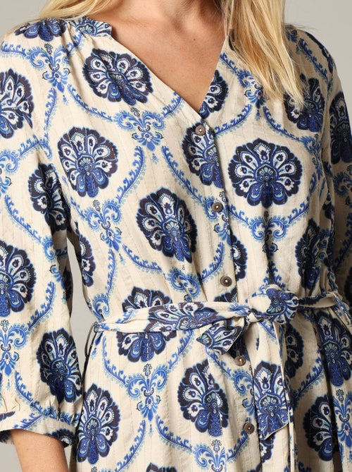 Robe longue en viscose avec incrustation fils lurex, à motifs 'Deeluxe' - Kiabi