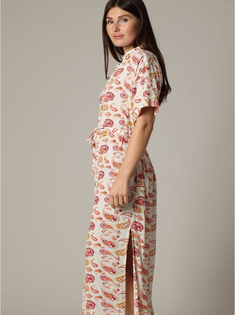 Robe longue en viscose avec motifs cachemire 'Deeluxe' Blanc - Kiabi