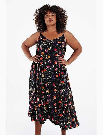 Robe longue en viscose fines bretelles imprimé floral