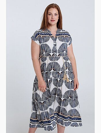 Robe longue en viscose imprimé feuillage